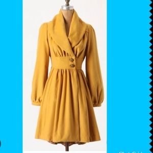 EUC Anthropologie Ruched Marigold Tracy Reese Coat